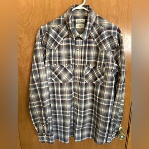Ariat Men's Shirt X-Large Retro Fit Pearl Snap Plaid Western Cowboy Rodeo